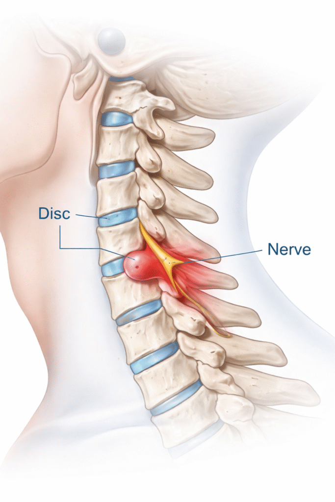 Cervical disc bulge causing nerve compression – neck pain treatment in Ahmedabad